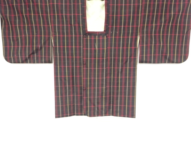 JAPANESE KIMONO / ANTIQUE MICHIYUKI COAT / YONEZAWA TSUMUGI / WOVEN GRID